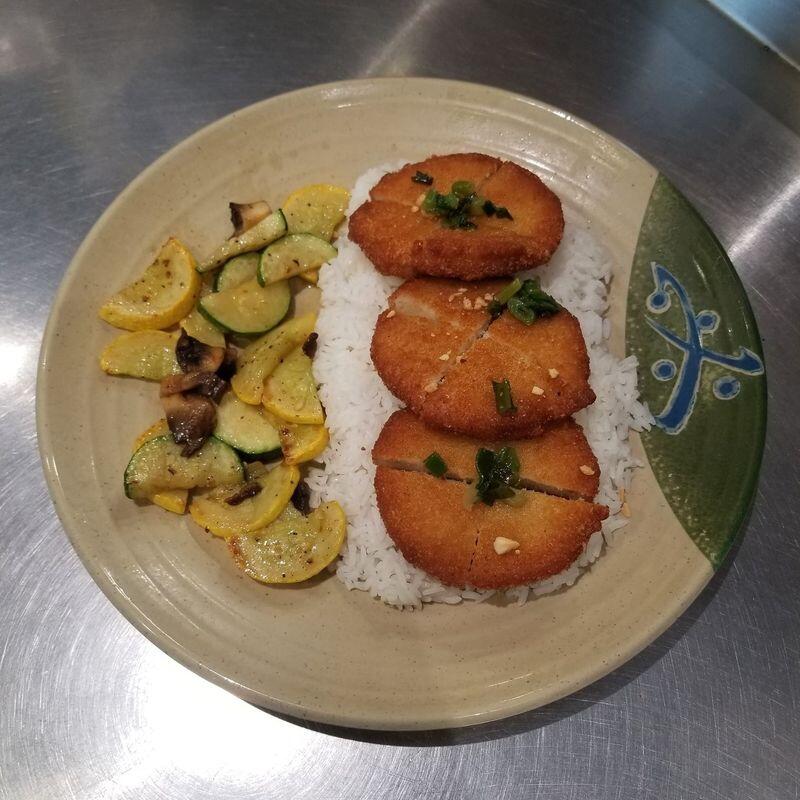 Vegan Crispy Chicken Rice Platter